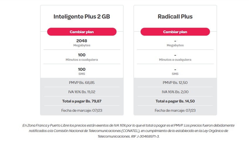 Digitel ajustó las tarifas de los planes de telefonía móvil de julio de 2023