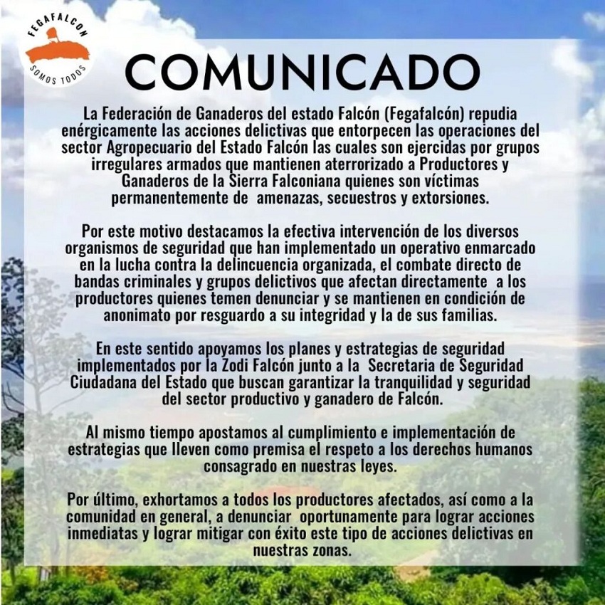 Ganaderos repudian las acciones delictivas en contra del sector agropecuario