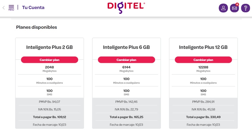 Digitel realizó un nuevo ajuste en octubre