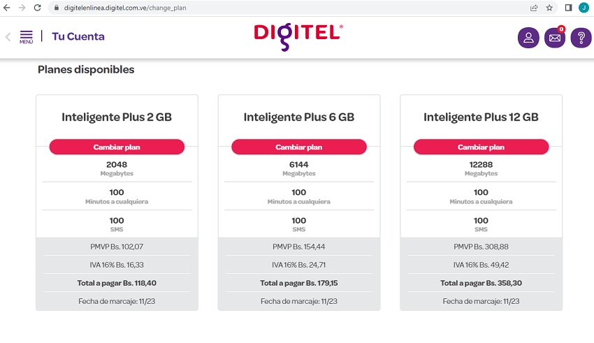 Digitel ajustó tarifas de noviembre: Estos son los precios