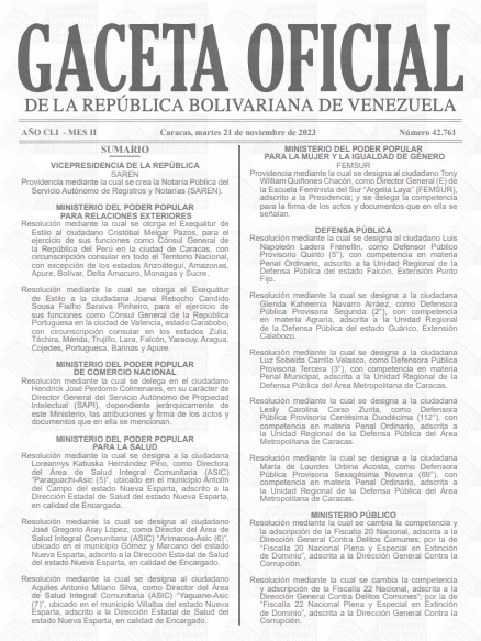 En Gaceta Oficial: Se crea la Notaría Pública del Servicio Autónomo de Registros y Notarías