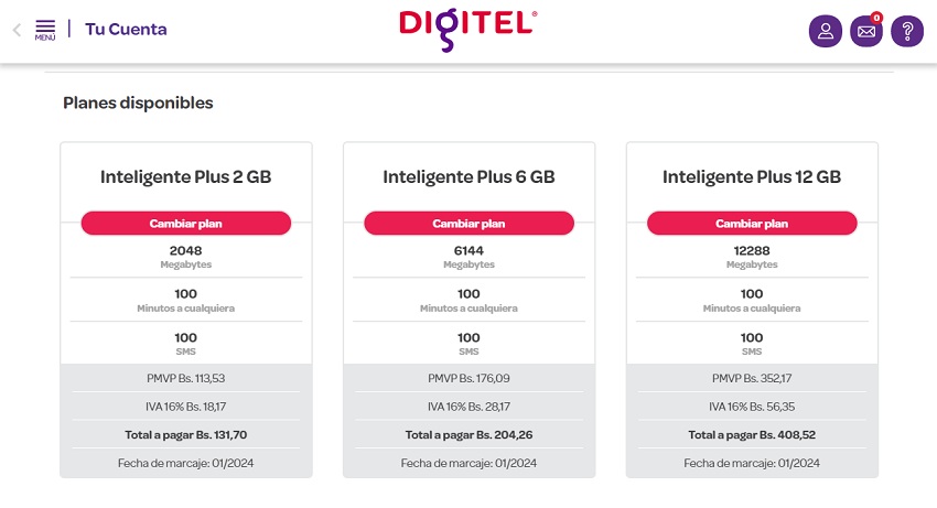 Digitel ajustó las tarifas de los planes de telefonía móvil