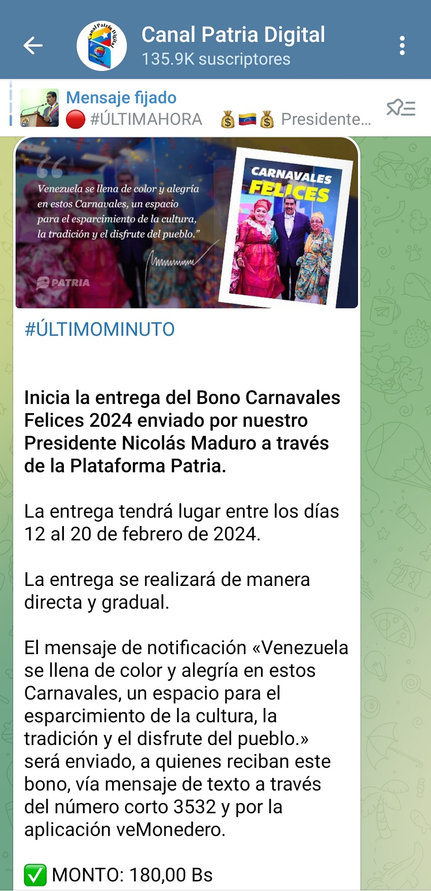 Pagan el bono «Carnavales Felices 2024» por US$ 4: Lo que puede comprar con el estipendio