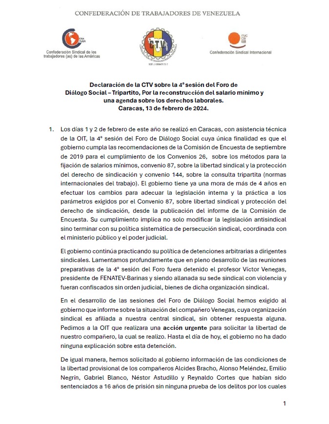 Foro tripartito acordó método para fijar salario mínimo y un cronograma de incremento