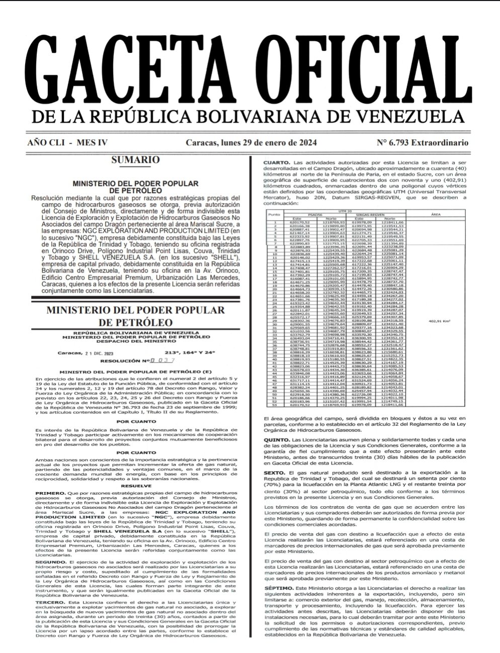 En Gaceta Oficial Extraordinaria: Los términos para desarrollar el proyecto de gas en el campo Dragón