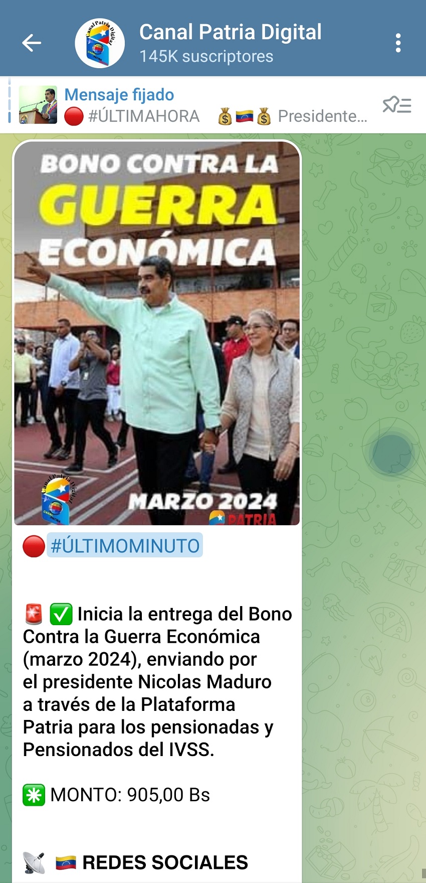 Le corresponde a los pensionados: Pagan el bono «Contra la Guerra Económica» de marzo por US$ 24