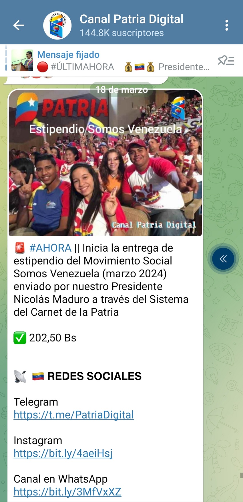 Pagan el estipendio «Somos Venezuela» y «Chamba Juvenil»: El monto es de US$ 5