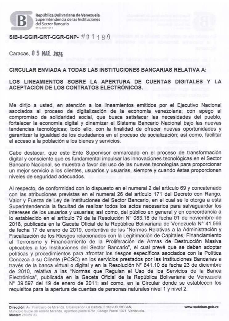 Sudeban establece lineamientos para abrir cuentas digitales (+circular)