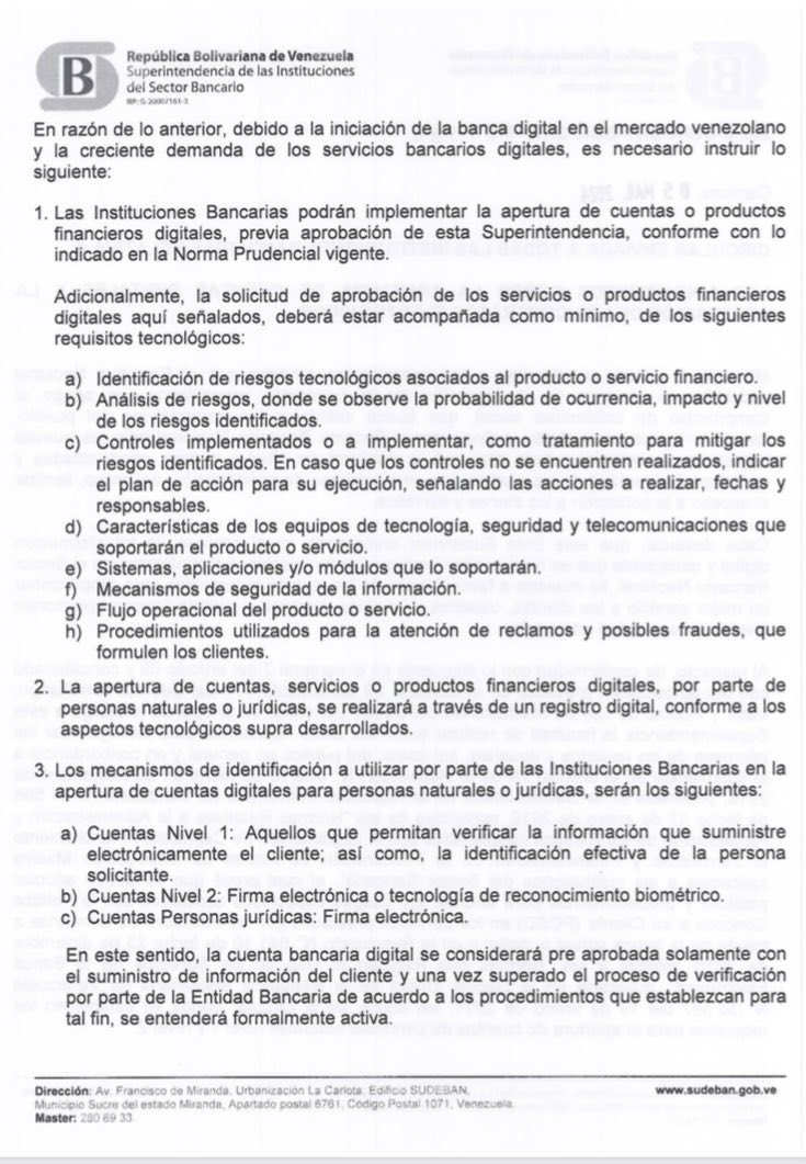 Sudeban establece lineamientos para abrir cuentas digitales (+circular)