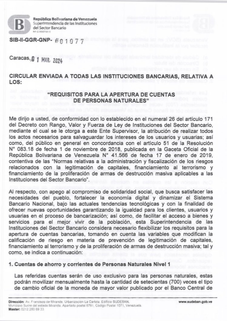 Sudeban mantiene flexibilización de requisitos para apertura de cuentas para personas naturales (+circular)