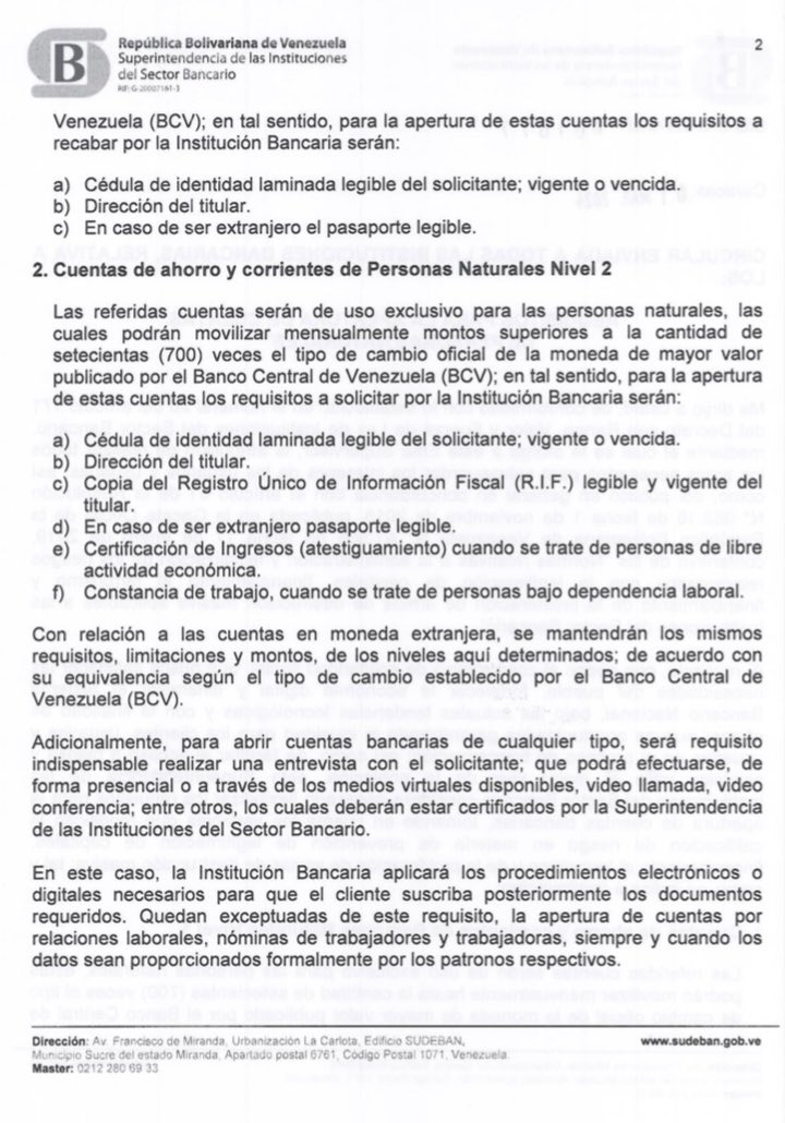 Sudeban mantiene flexibilización de requisitos para apertura de cuentas para personas naturales (+circular)