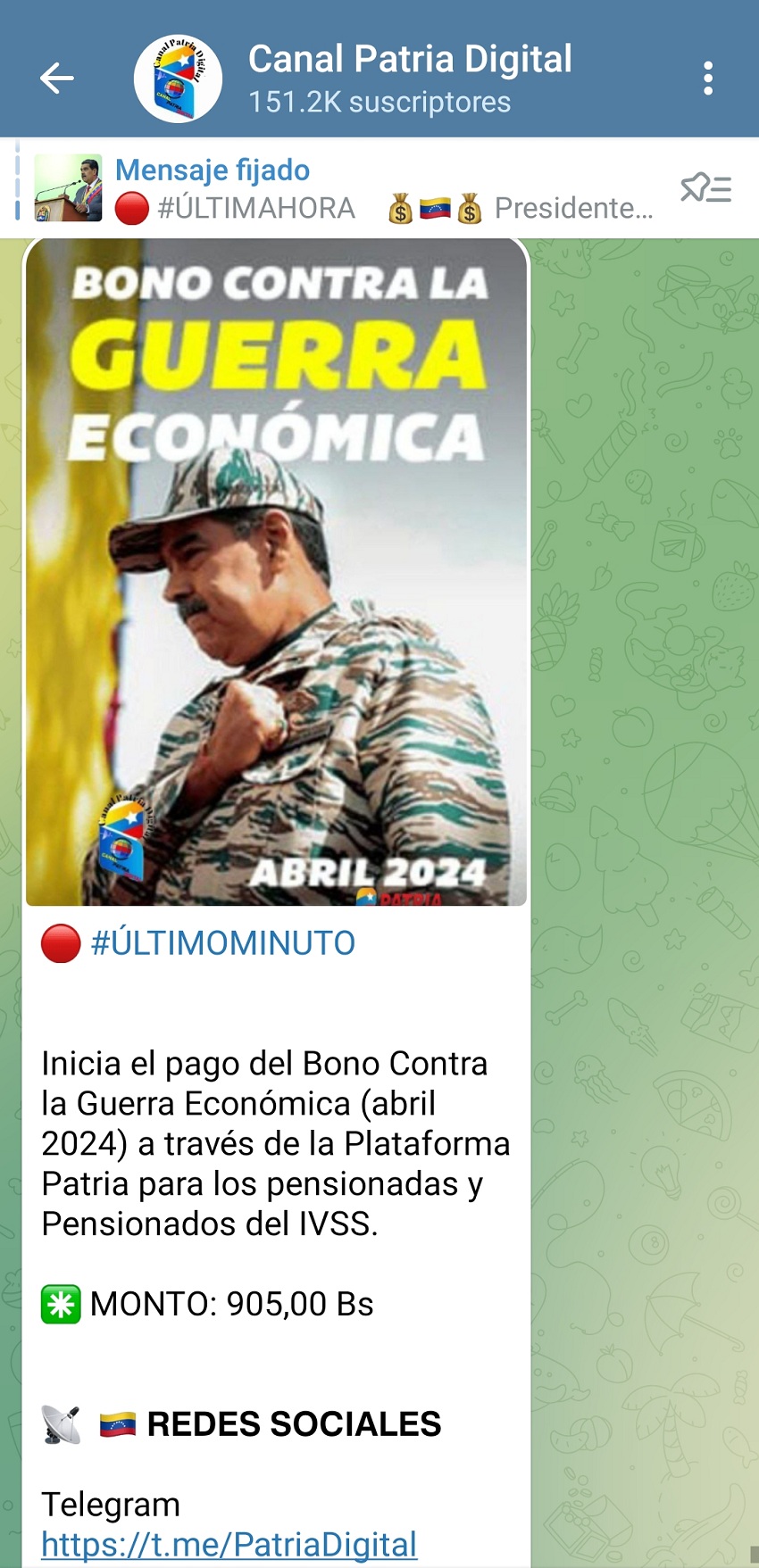 Cubre el 4,49% del costo de la Canasta Alimentaria: Pagan bono «Contra la Guerra Económica» a pensionados