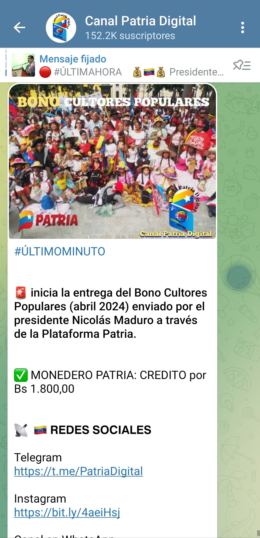 Cubre el 8,91% de la Canasta Familiar Alimentaria: Pagan el bono «Cultores Populares» de abril (+monto)