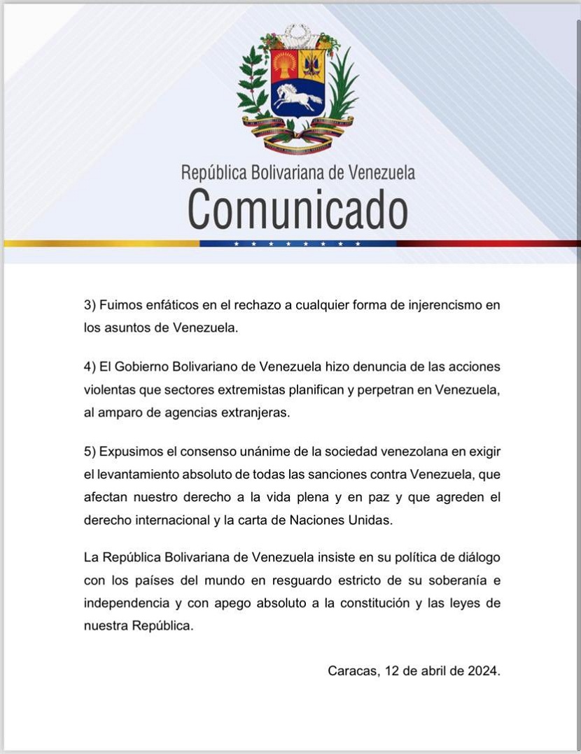 Venezuela tras reunión con delegación de EEUU: «Se exigió el levantamiento absoluto de todas las sanciones»