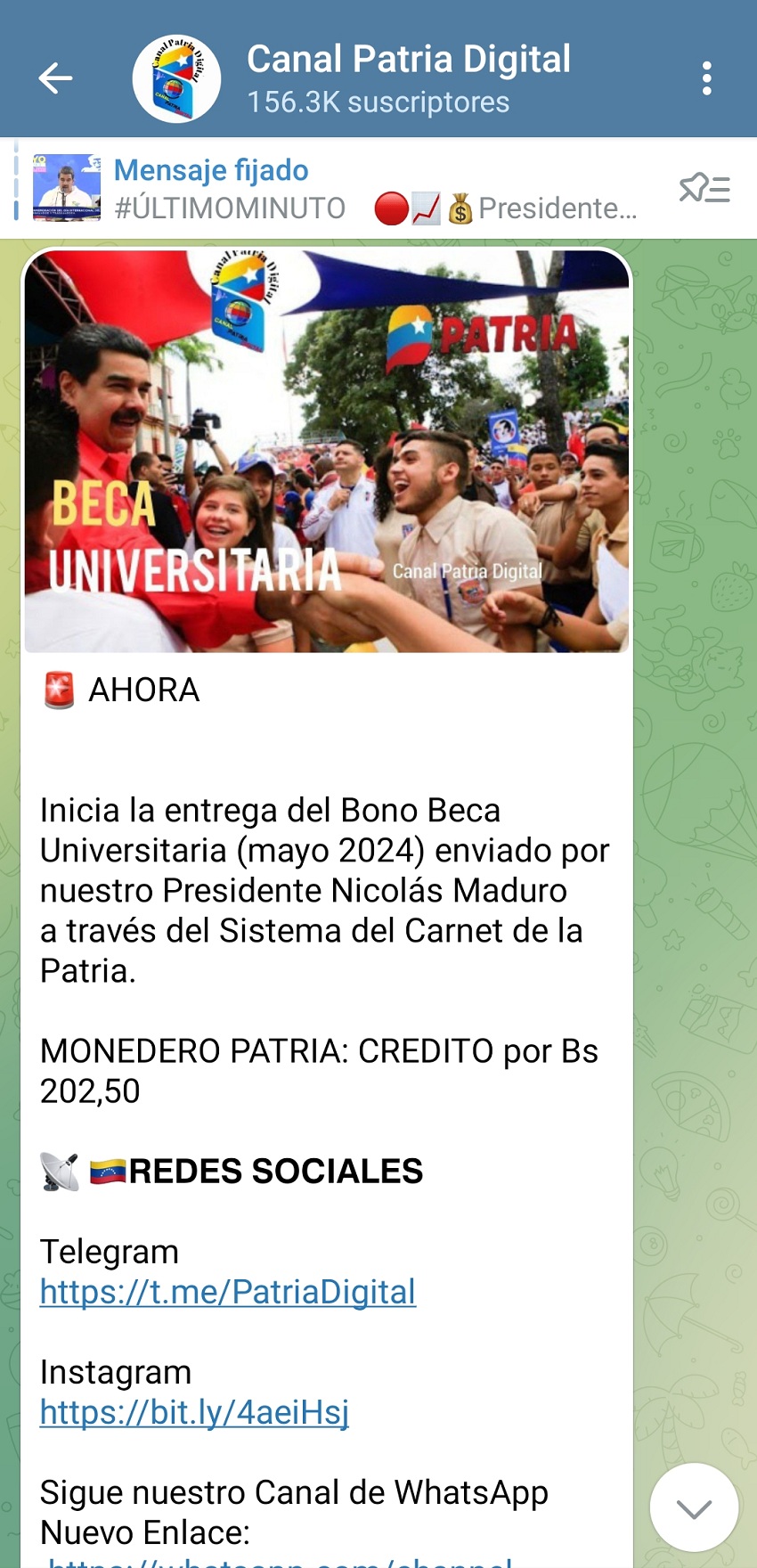 Pagan los bonos «Beca Universitaria» y «Beca Enseñanza Media» de mayo por US$ 5 y US$ 3