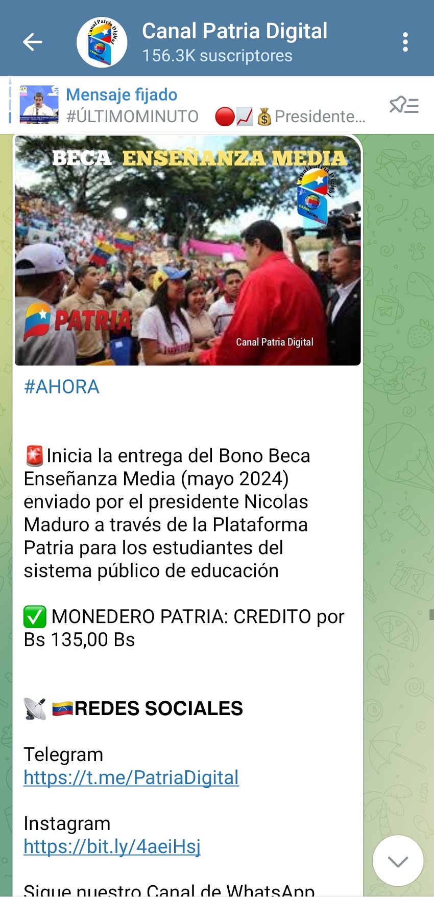 Pagan los bonos «Beca Universitaria» y «Beca Enseñanza Media» de mayo por US$ 5 y US$ 3