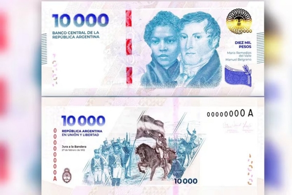 Equivale a US$ 10: Argentina pone en circulación los billetes de 10.000 pesos ante la alta inflación