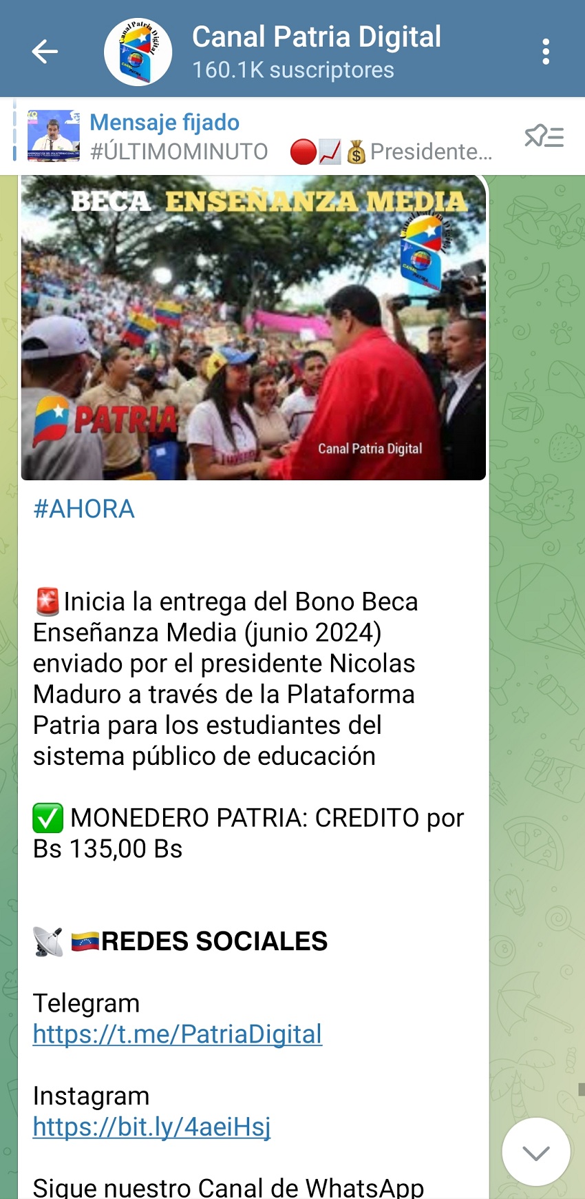 Por US$ 5 y US$ 3: Pagan los bonos «Beca Universitaria» y «Beca Enseñanza Media» por el sistema Patria