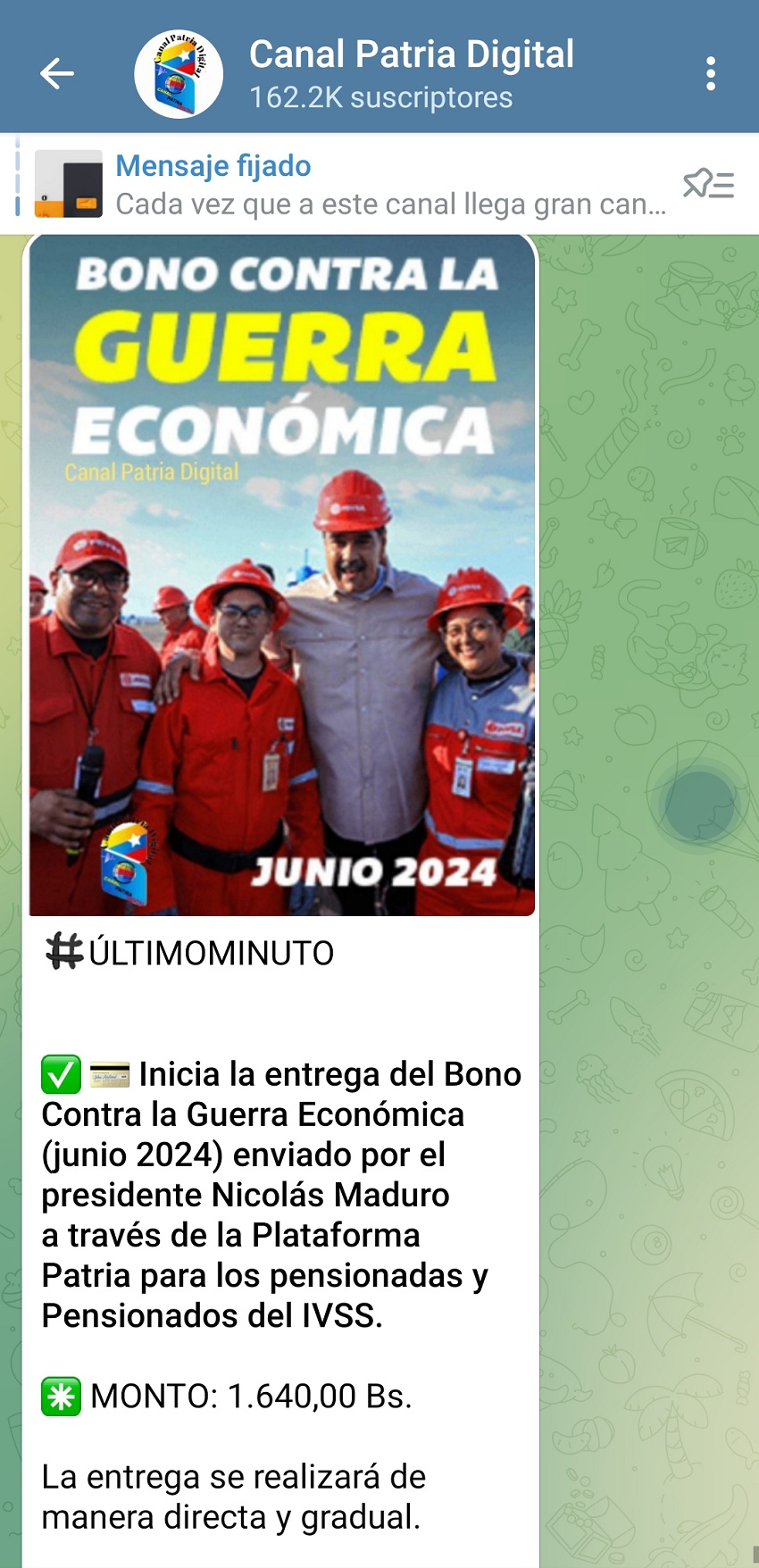 Aumento real del bono de «Guerra Económica» para pensionados es de 50% en junio y cubre 9% de la Canasta Alimentaria
