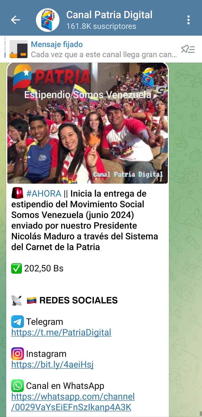 El monto es de US$ 5: Pagan el estipendio «Somos Venezuela» y «Chamba Juvenil» de junio
