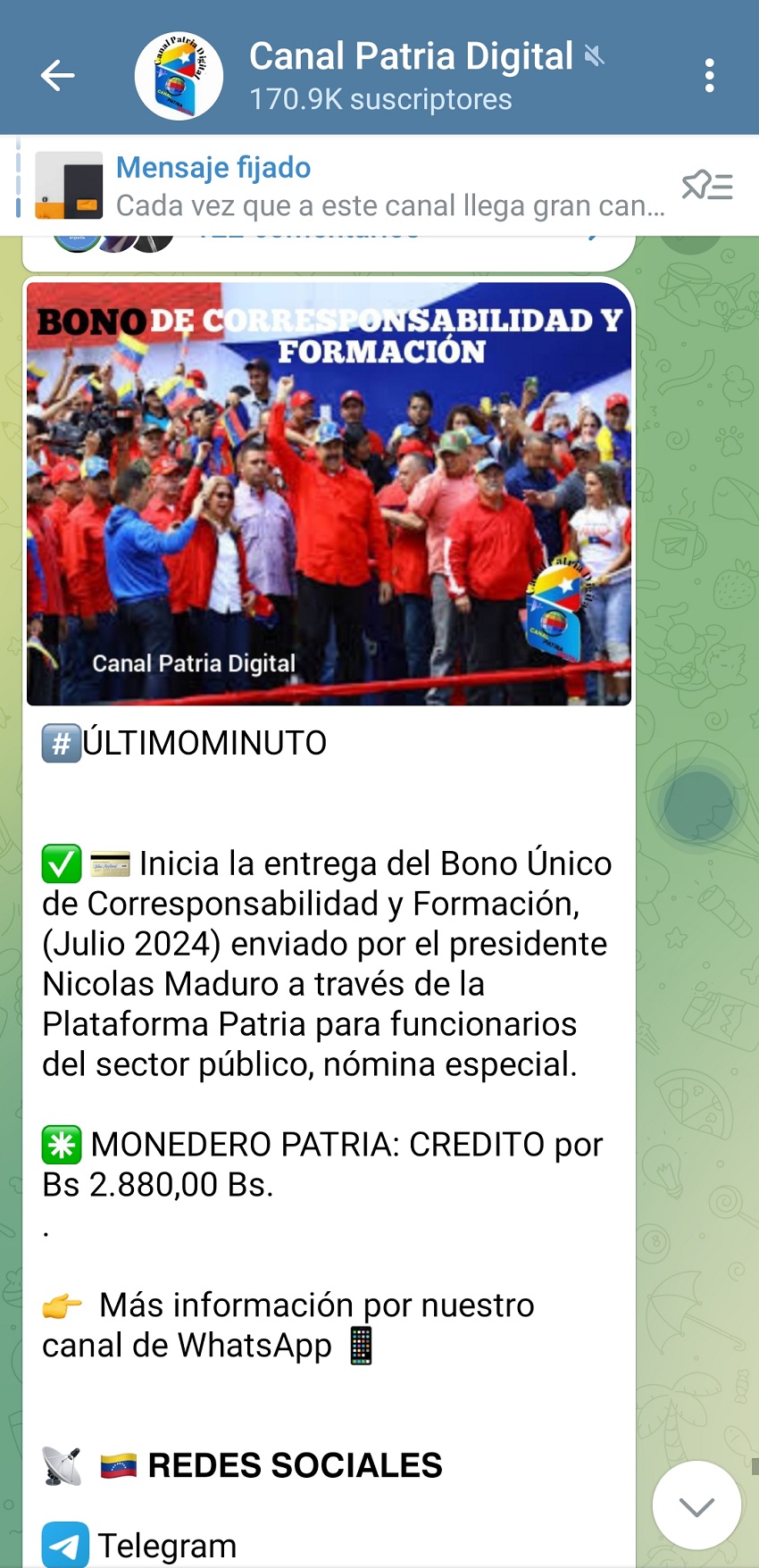 Pagan bono de «Corresponsabilidad y Formación» a funcionarios de nómina especial: Cubre el 14% de la Canasta Alimentaria