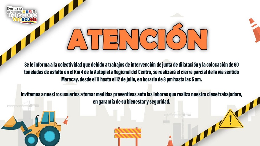 Tomen sus precauciones: Kilómetro 4 de la ARC estará cerrado temporalmente por labores de mantenimiento