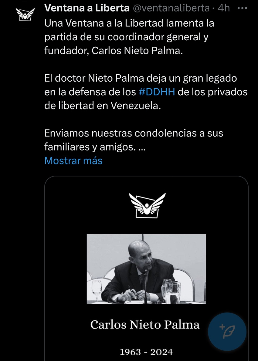 Falleció a los 61 años de edad el abogado Carlos Nieto Palma, defensor de Derechos Humanos