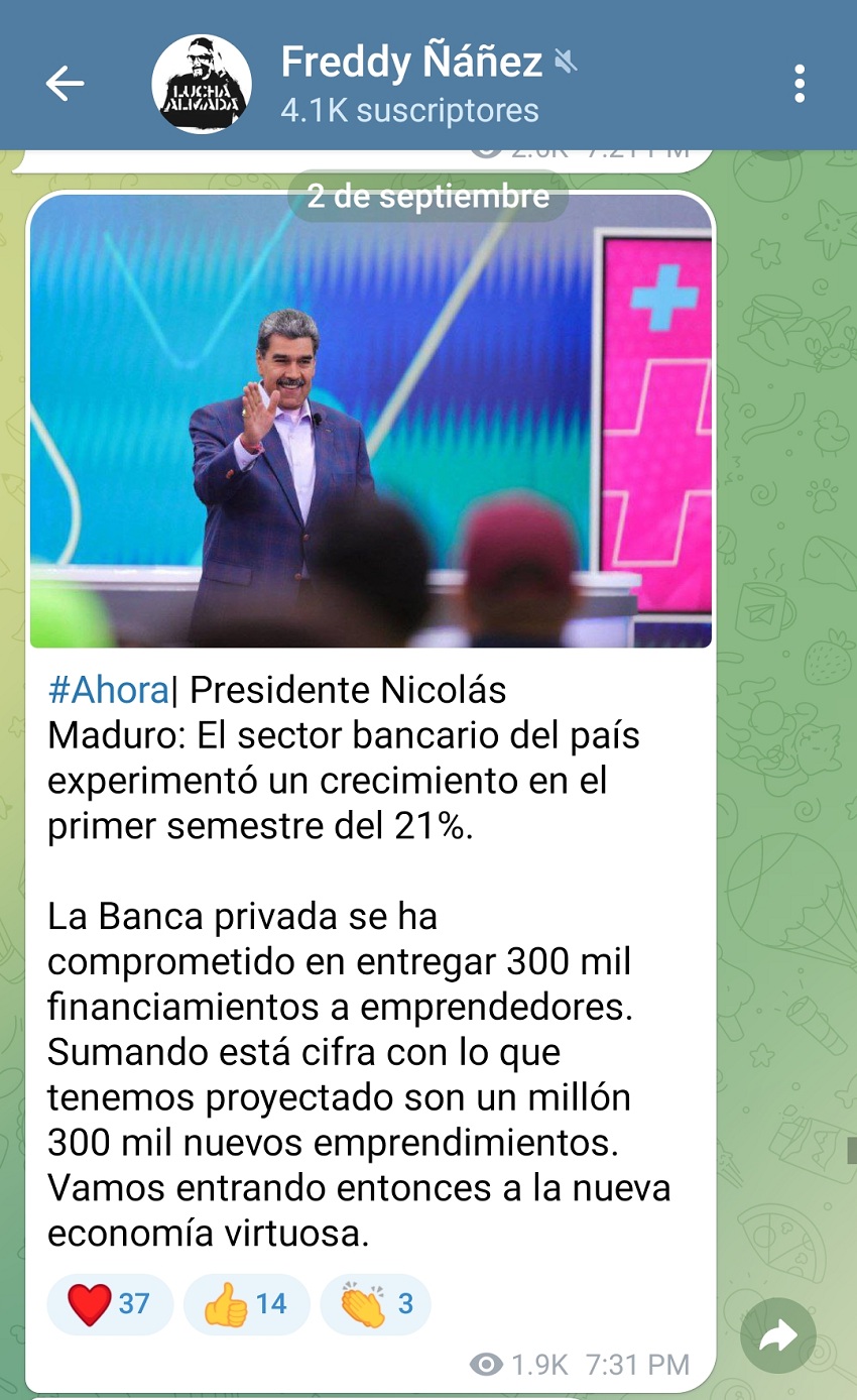 Maduro: Sector bancario venezolano experimentó un crecimiento en el primer semestre del 21%