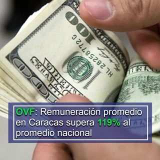 OVF: Remuneración promedio en el Área Metropolitana Caracas supera en 119% al promedio nacional