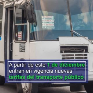 Este domingo #1Dic entran en vigencia nuevas tarifas del transporte urbano y suburbano