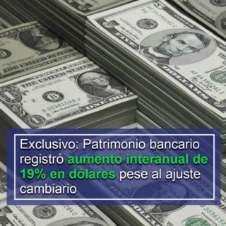 Patrimonio bancario registró aumento interanual de 19% en dólares, a pesar del ajuste cambiario
