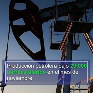 Informe OPEP: Producción petrolera bajó 29.000 barriles diarios en noviembre a 960.000 bpd
