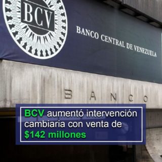 BCV aumentó 21% intervención cambiaria esta semana con venta de US$142 millones este #16Dic