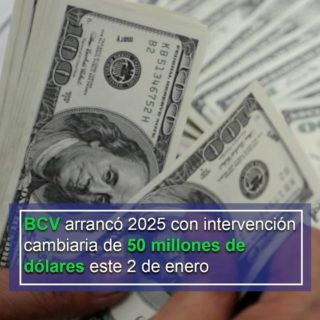 BCV arrancó 2025 con intervención cambiaria de 50 millones de dólares este 2 de enero