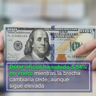 Dólar oficial ha subido 5,54% en enero mientras la brecha cambiaria cede, aunque sigue elevada