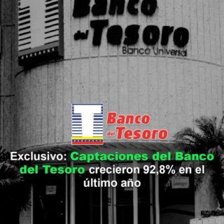 Captaciones del Banco del Tesoro crecieron 92,8% en el último año