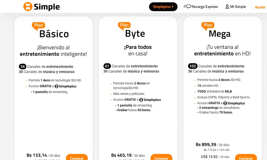 #Dato: Conozca las tarifas de marzo de los planes de Simpletv (+detalles)