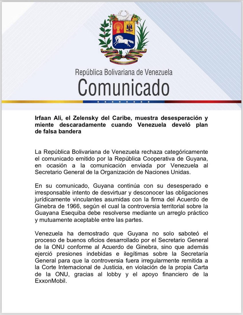 Venezuela: «Tarde o temprano» Guyana deberá negociar ante disputa por el Esequibo