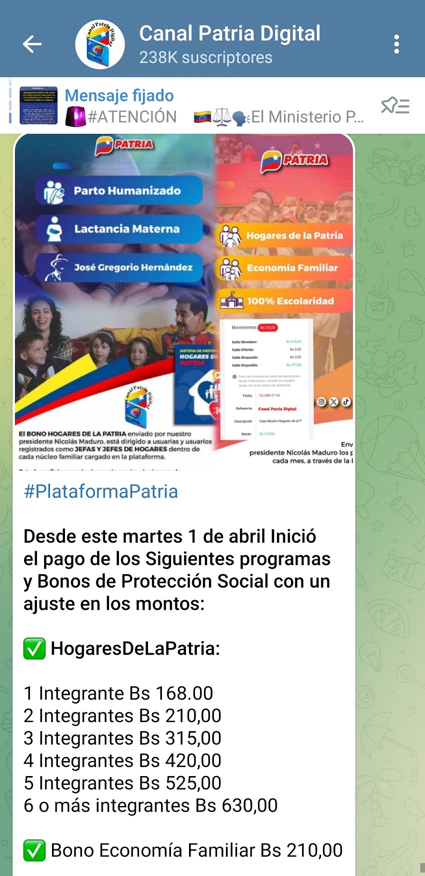 #Dato: Conozca los montos de los bonos y programas sociales de abril del Sistema Patria