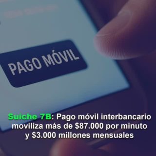 Suiche 7B: Pago móvil interbancario moviliza más de US$87.000 por minuto y US$3.000 millones mensuales