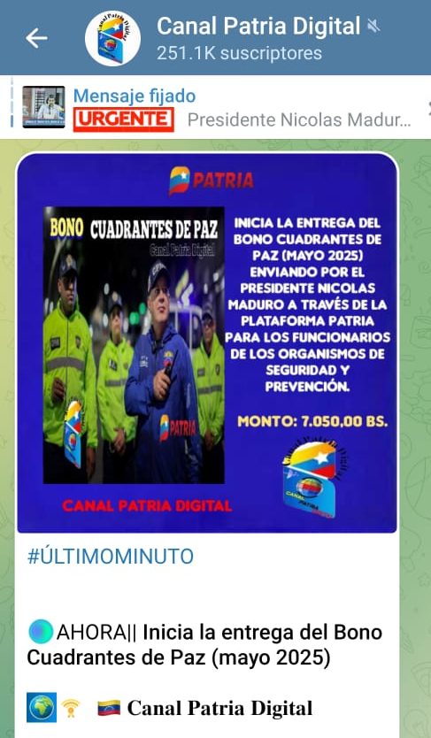 Inicia la entrega del Bono Cuadrantes de Paz de mayo: incrementó 10,58% en bolívares