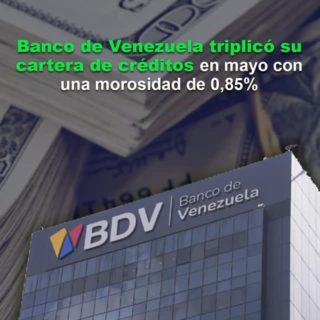 Banco de Venezuela triplicó su cartera de créditos en mayo con una morosidad de 0,85%