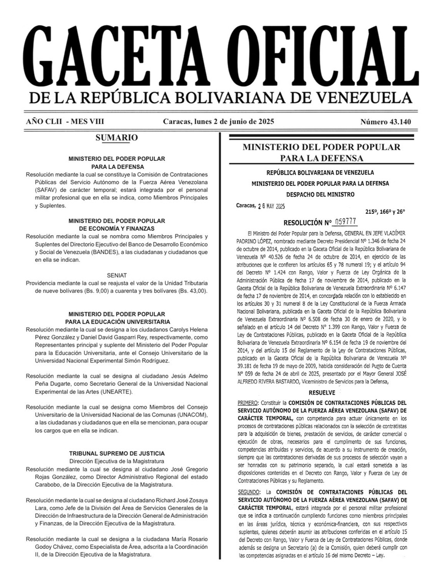 En Gaceta Oficial: Unidad Tributaria se reajusta y sube de 9 a 43 bolívares