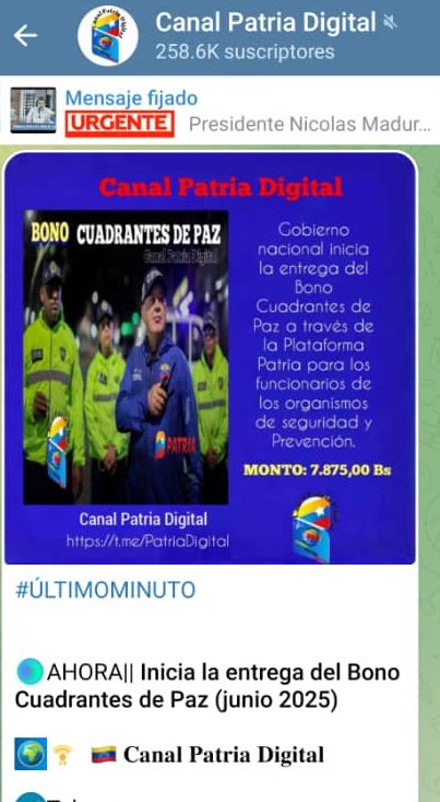 Inicia pago del Bono Cuadrantes de Paz de junio: incrementó 11,70% en bolívares