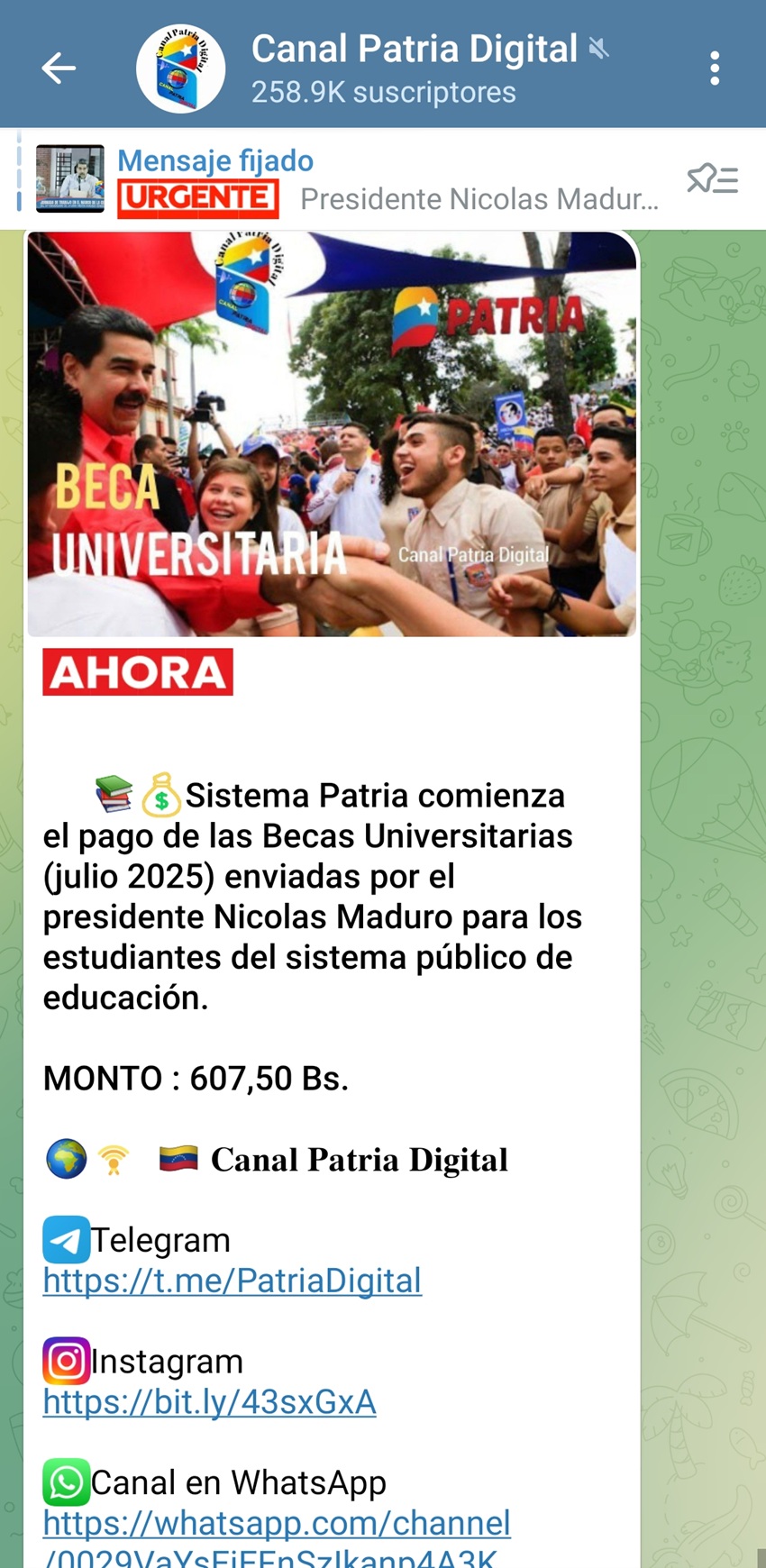Pagan bono «Beca Universitaria» de julio por el Sistema Patria: Incrementó más de 11% en bolívares