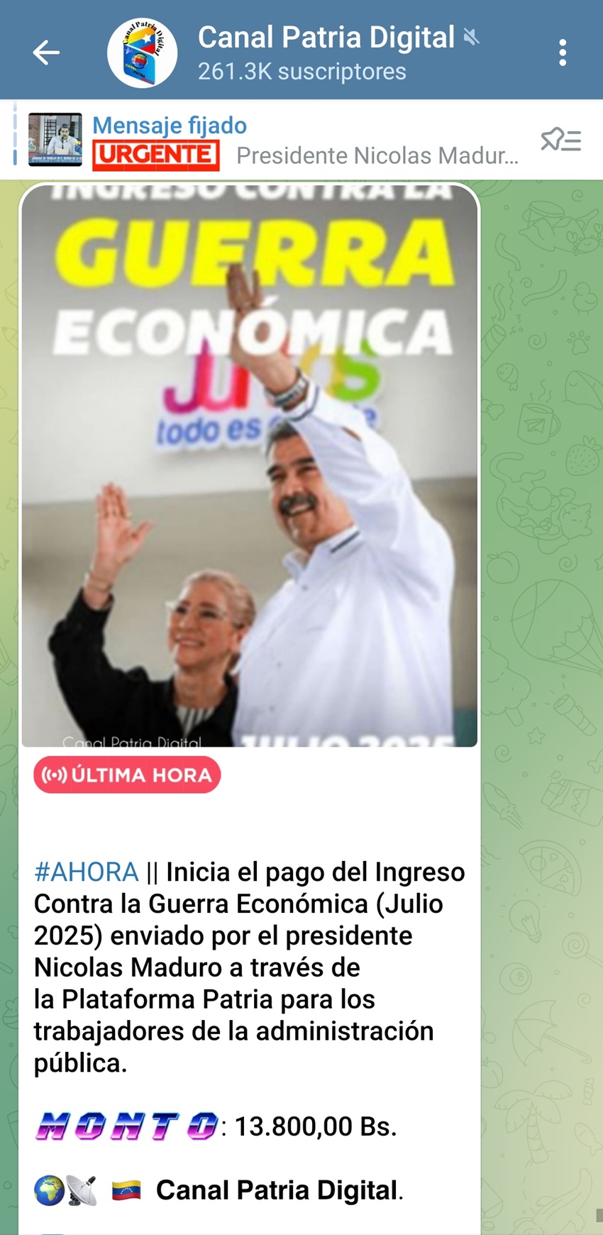 Aumentó 15%: Pagan bono «Contra la Guerra Económica» de julio a trabajadores de la administración pública