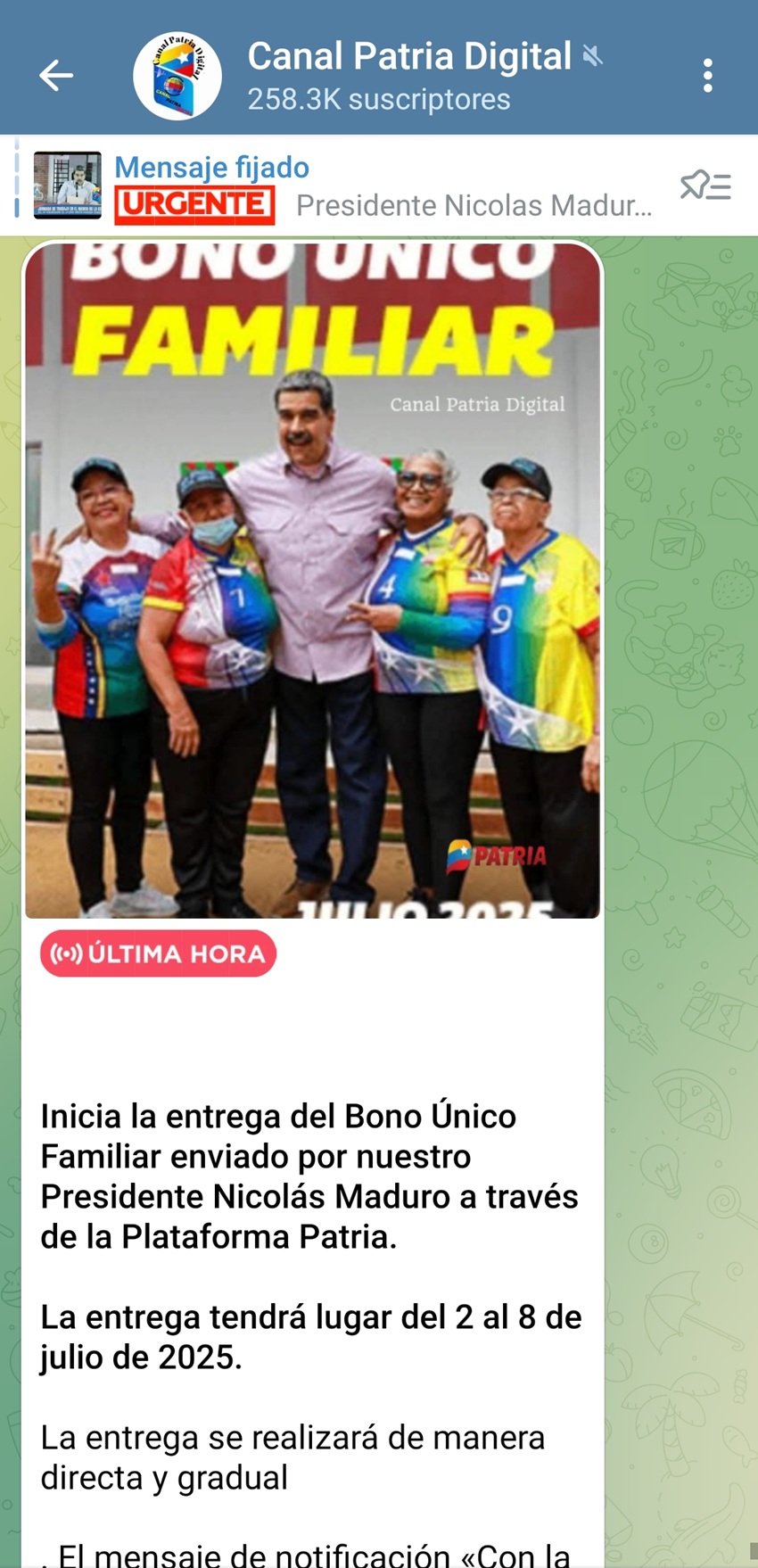 Incrementó 11%: Pagan «Bono Único Familiar» de julio por Bs. 1.620 a través del Sistema Patria