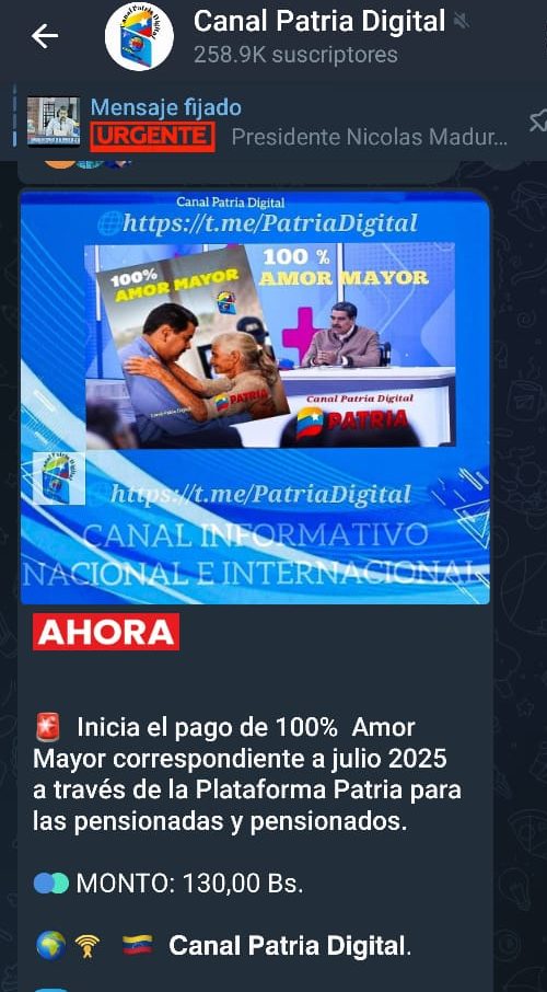 Inician pago del bono de la Gran Misión «100% Amor Mayor» de julio (+detalles)