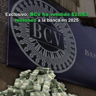 US$83 millones esta semana: BCV ha vendido US$2.563 millones a la banca en 2025