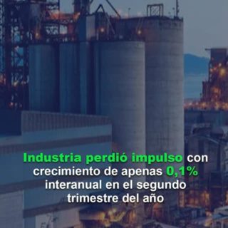 Industria perdió impulso con crecimiento de apenas 0,1% interanual en el segundo trimestre